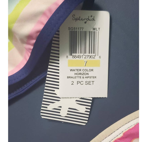 Splendid Water Color Horizon Bralette & Hipster Bikini Swim Set SG51177 Girl 7 - Picture 10 of 11